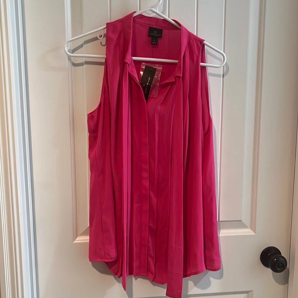 Large Hot Pink Button Up Tank Top